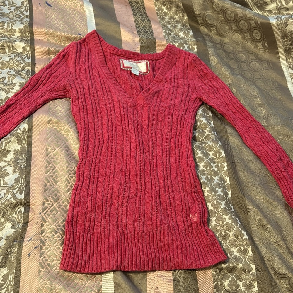 American Eagle Outfitters Pink Cable Knit Sweater